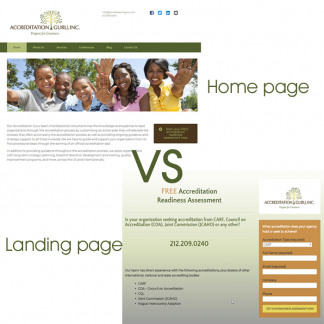 example: home page vs landing page