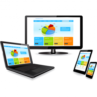 responsive web design: computer, laptop, tablet, phone